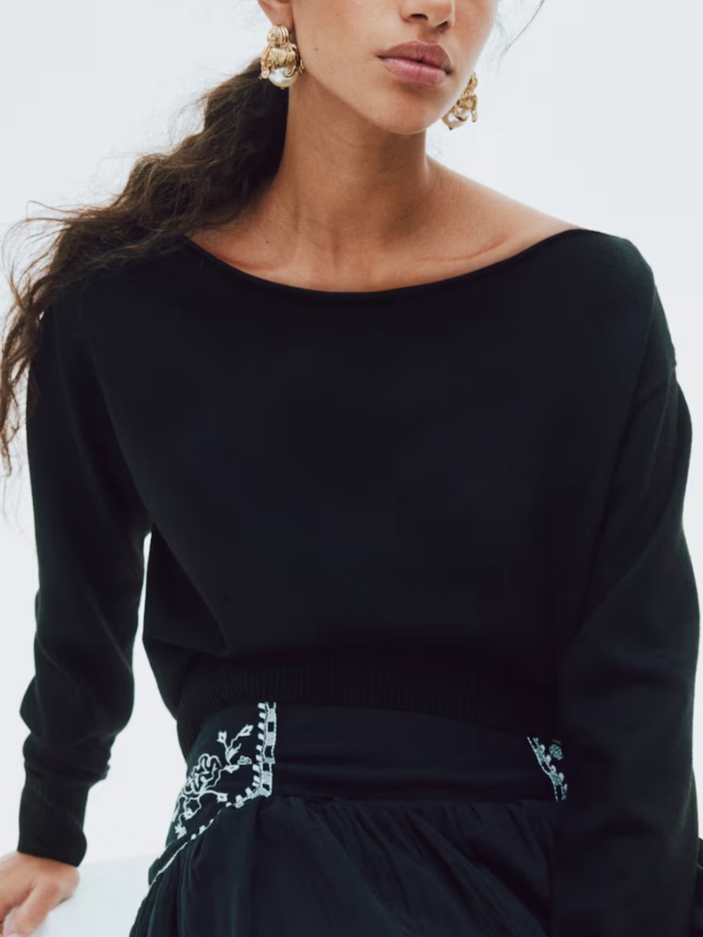 H&M Black Off the Shoulder Sweatshirt Size XL, NWT